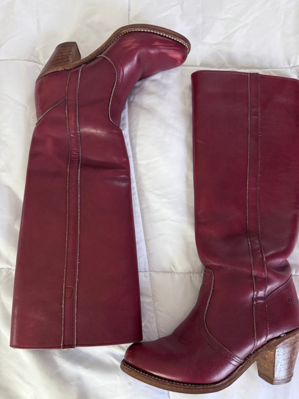 Dexter Burgundy Leather Knee-High Heeled Boots